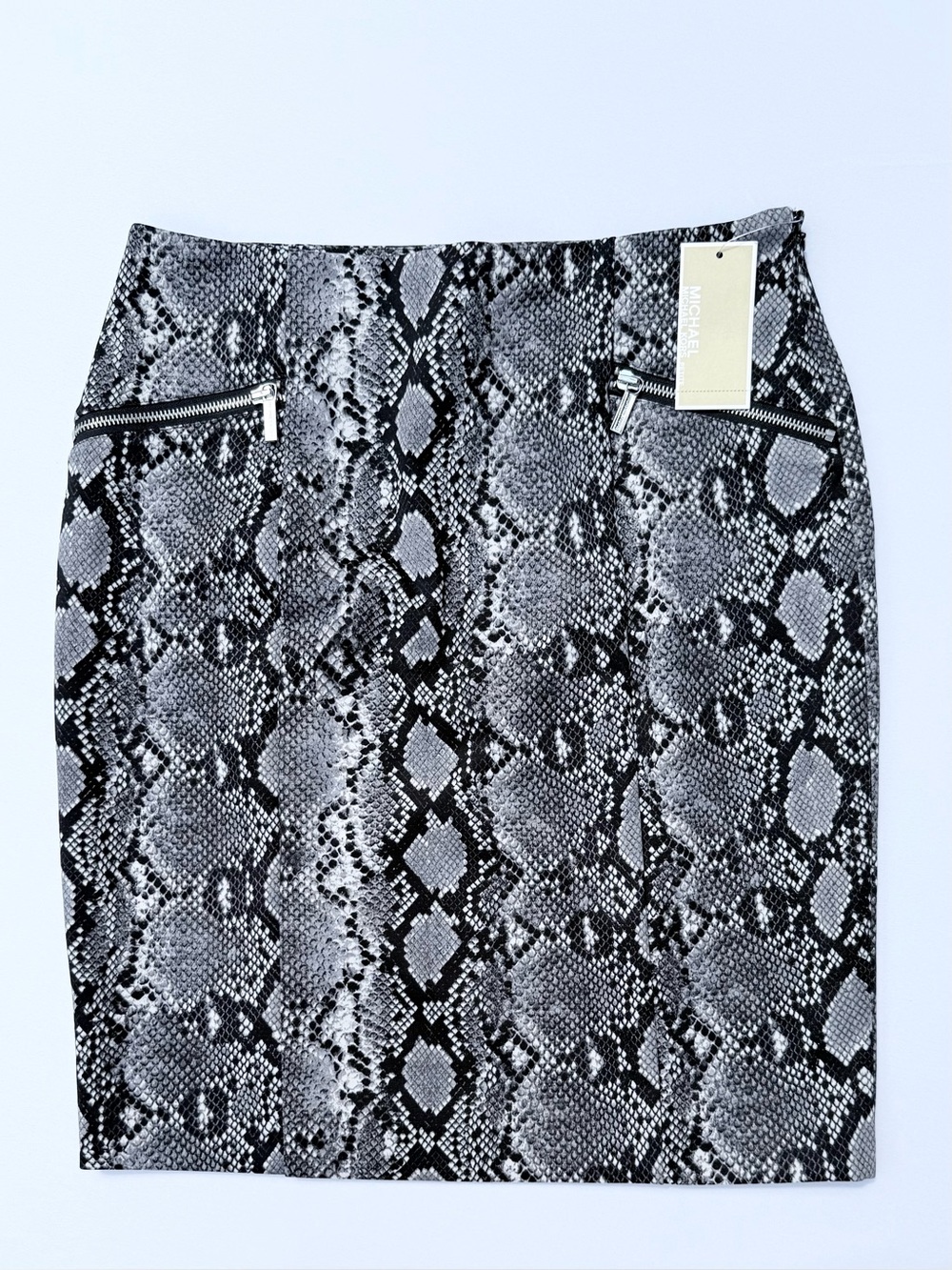 Michael Kors Snake Print Pencil Skirt 10P NWT Gray Python Animal Print